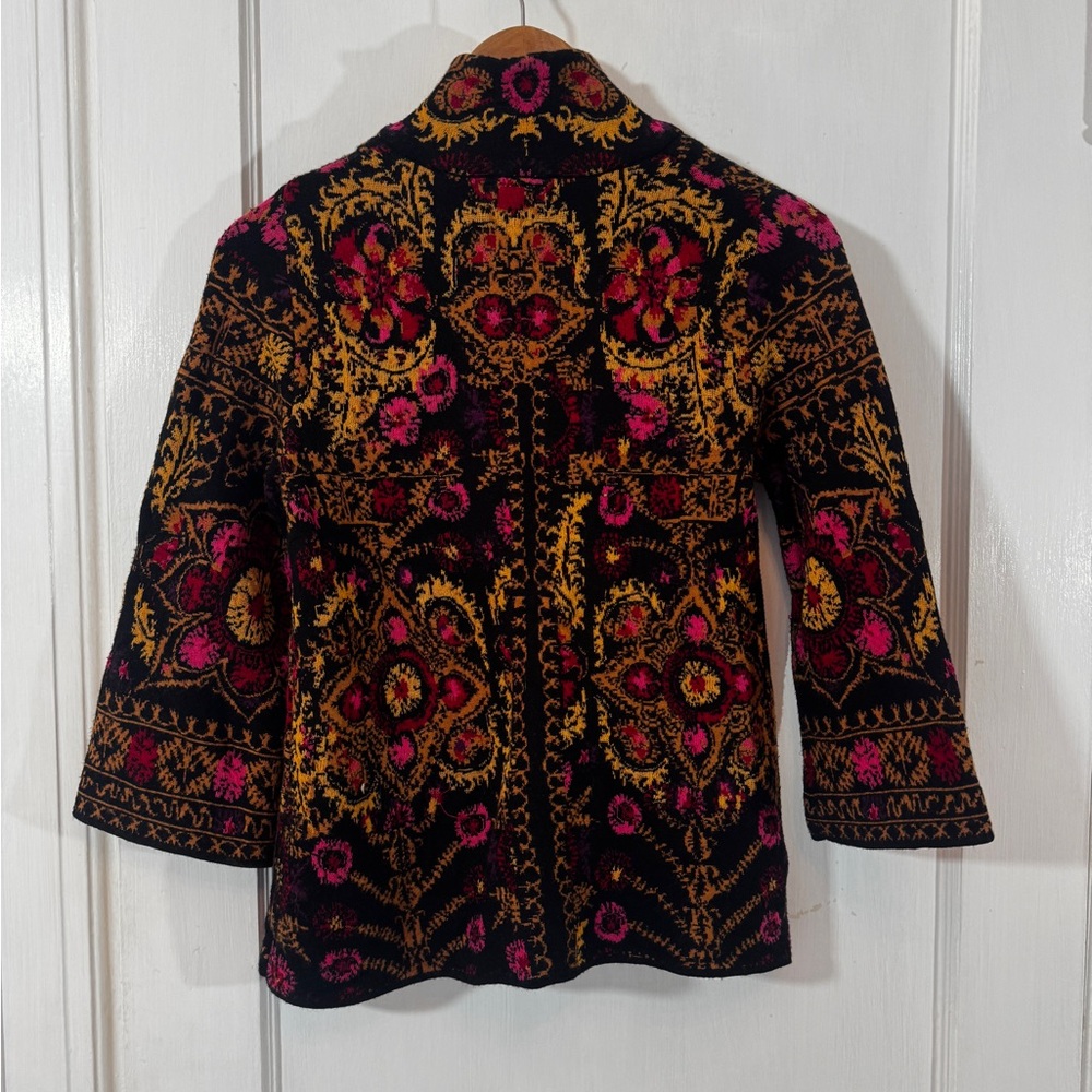 Anthropologie Cardigan Granola Grannycore XS Black Pink - Picture 5 of 7